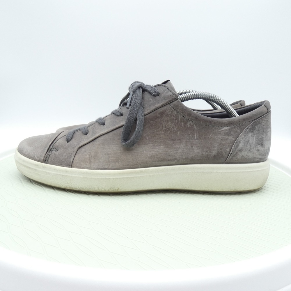 Ecco Soft 7 47036402244 Mens US 12 Casual Shoes Gray Leather Lace Up Sneakers